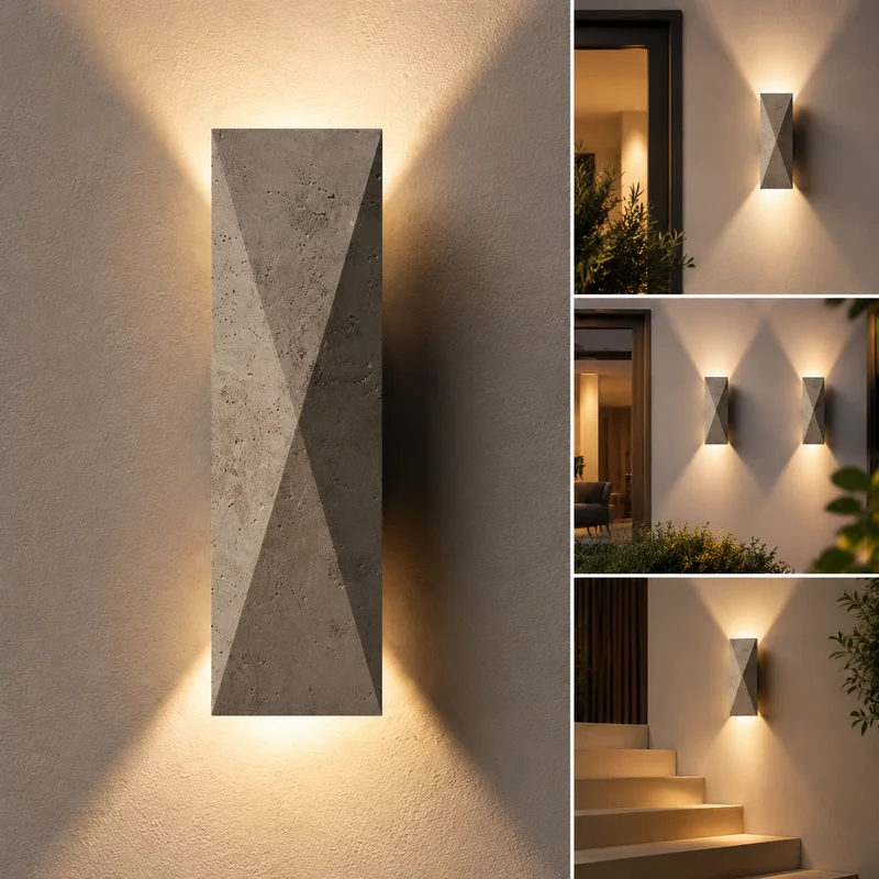 Outdoor Wall Sconce Waterproof Japanese Wabi Sabi Sandstone LED Up Down Light At Homestay Patio Decor Designer Ambient Wall Lamp