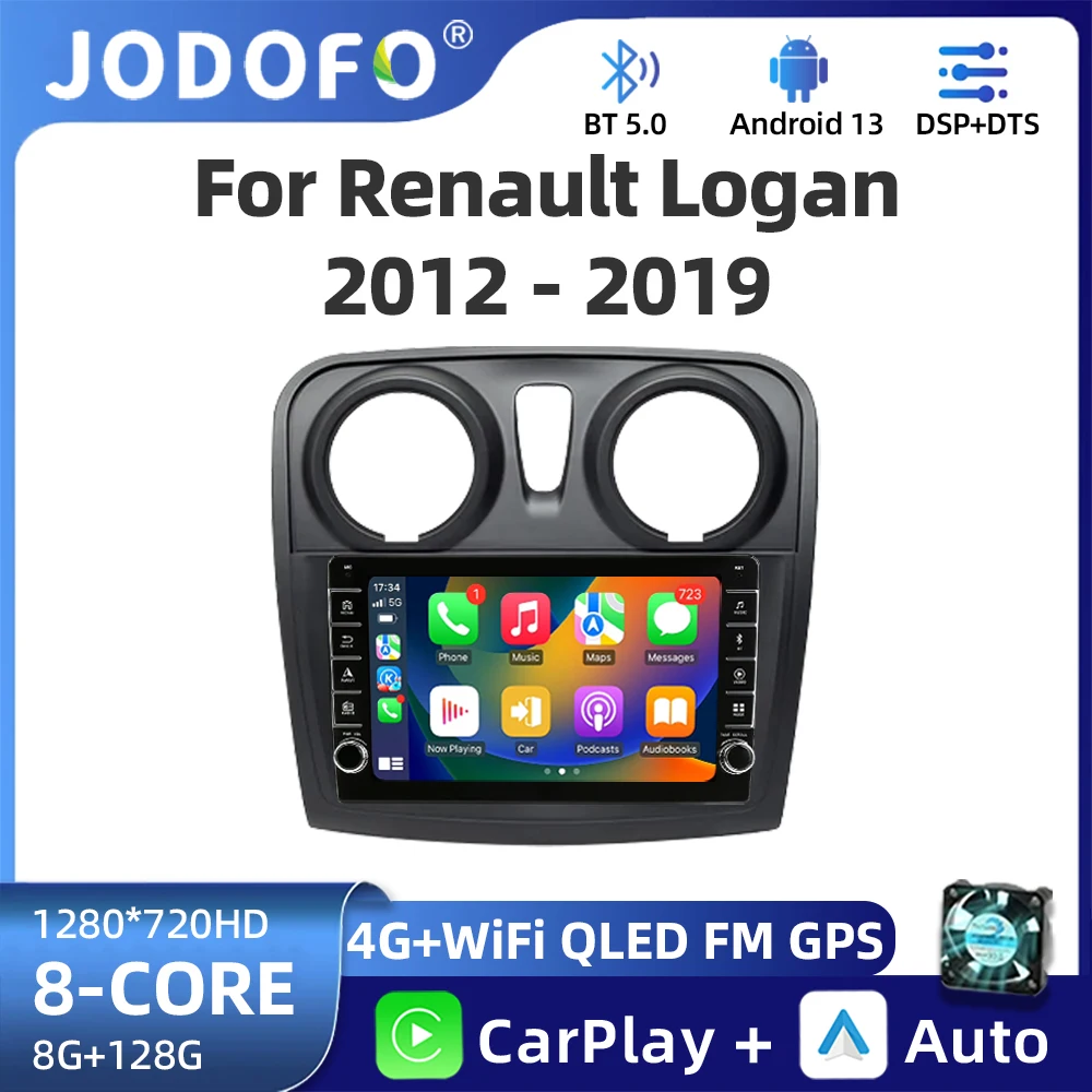 9 inch Car Multimedia Radio Player Android System for Renault Logan 2 Sandero 2014 - 2019 GPS Navigation Carplay Bluetooth DSP