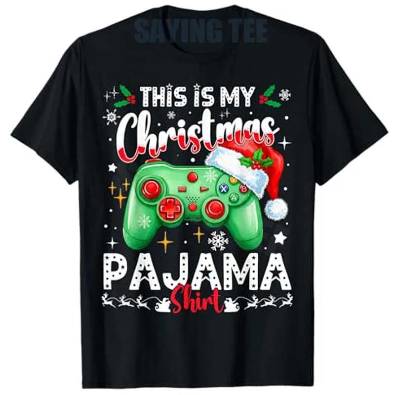This Is My Christmas Pajama Video Game Gamer Boys Teens T-Shirt Funny Gamer Y2k Xmas Holiday Clothes Family Pajama Saying Tee