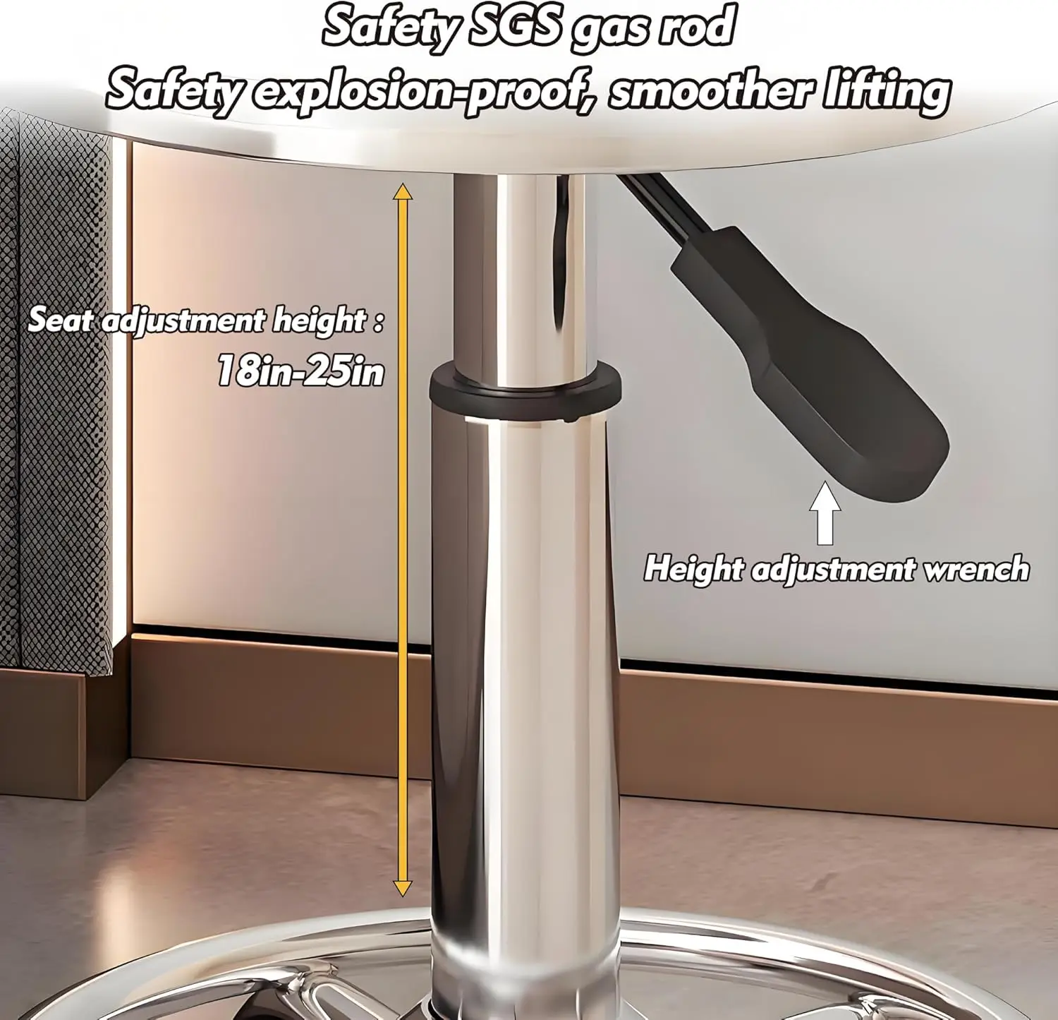 Round Rolling Stool Chair  Height Adjustable Swivel Stool with Wheel for Tattoo Studio SPA Shop Medical Salon Stools
