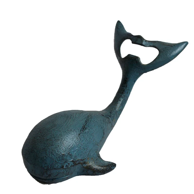 

Good quality Creative wrought iron whale dual-use bottle opener Metal beer wine bar decoration restaurant Screwdriver blue color