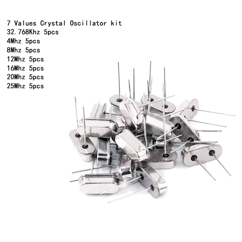 Hc-49s Crystal Oscillator Kit elettronico risonatore risonatore al quarzo in ceramica Hc-49 Dip 7 tipi X 5 pezzi 32.768k 4 8 12 16 20 25 Mhz