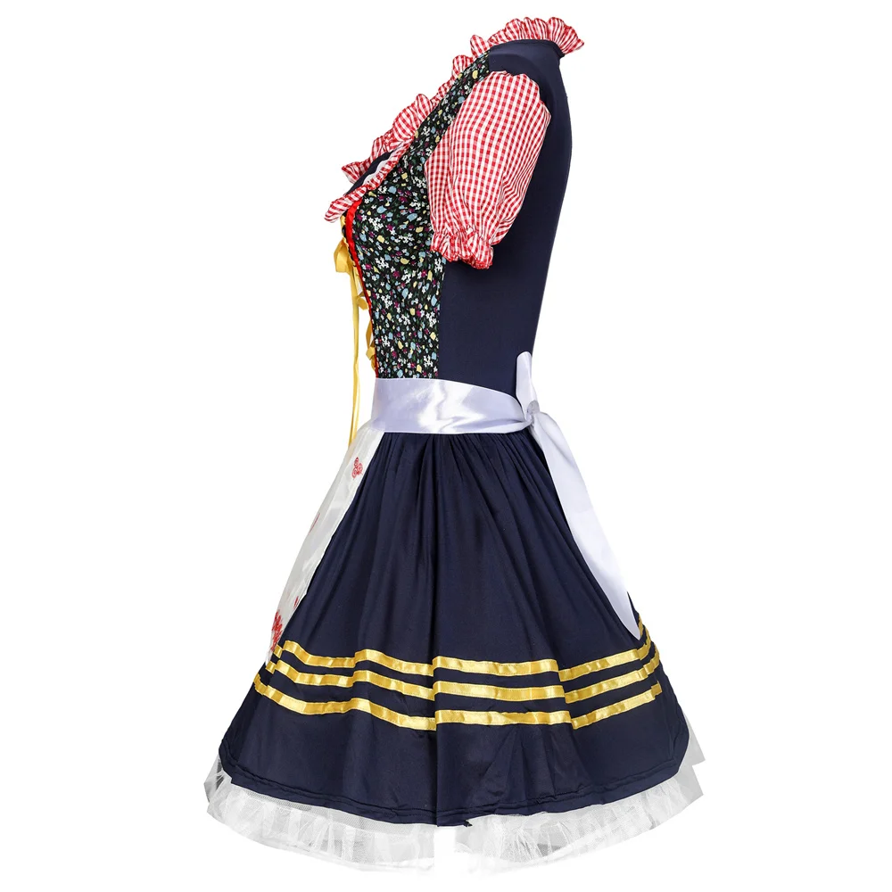 Women Oktoberfest Dirndl Dress Costume Germany Beer Maid Tavern Wench Waitress Outfit Cosplay Halloween Fancy Party Dress