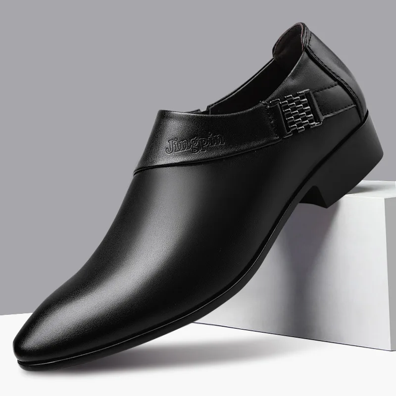 Men's Business Casual Shoes Black Leather Shoes for Men Luxury Slip on Party Office Male Moccasins Derby Shoes Loafers Plus Size