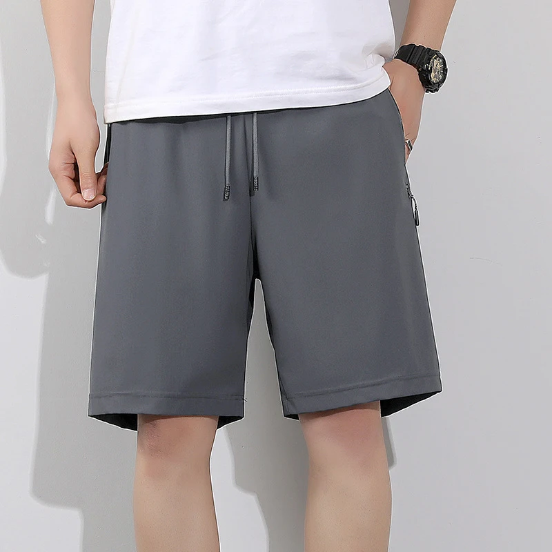 Ice Silk Pants Men\'s Shorts Summer Thin Quarter Pants Loose Size Quick Drying Pants Available in Black and Grey