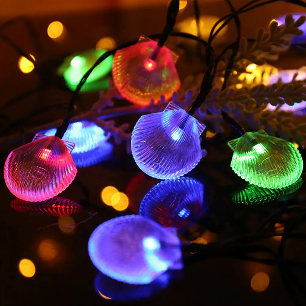 Solar Garden Light Shell Shape LED String Light Outdoor Waterproof Solar Fairy Light Patio Lamp for Park Party Christmas Decor