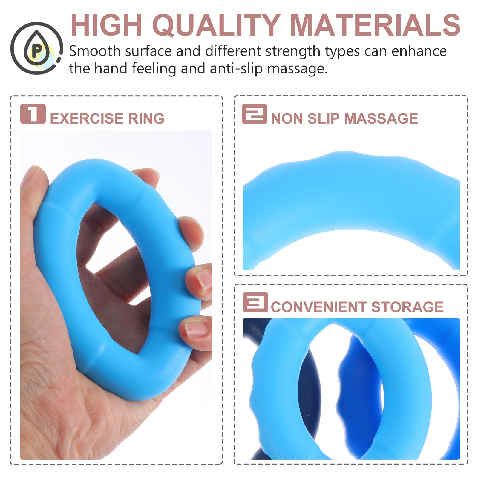 

3pcs Silicone Exercisers Grip Strengthener For Hand Muscle Training Finger Power Reinforcement Oval Palm Size Durable Fitness