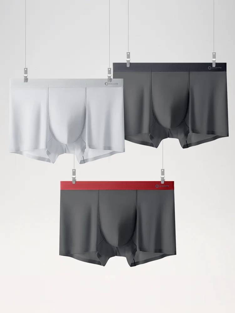 Mutandine da uomo intimo Sexy senza cuciture in seta di ghiaccio da uomo pantaloncini Boxer traspiranti ultrasottili solidi mutande maschili Boxer