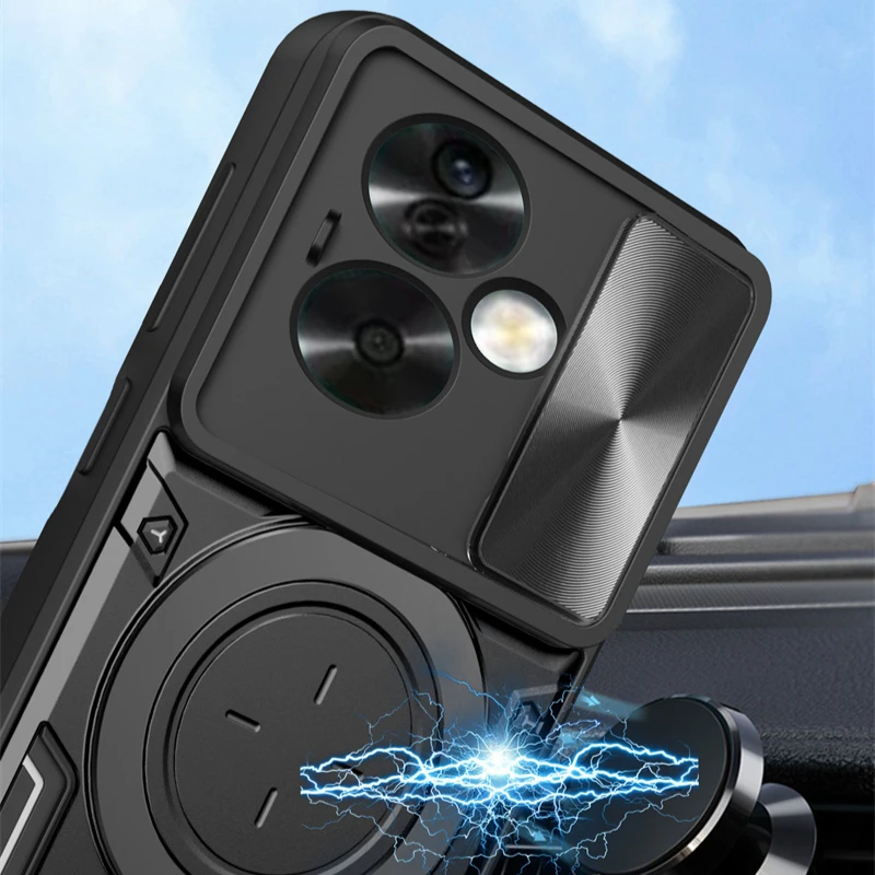 Protective Cover For Realme Note 60 50 Case With Ring Stand Holder Lens Protection Shockproof Fundas Coque Capa