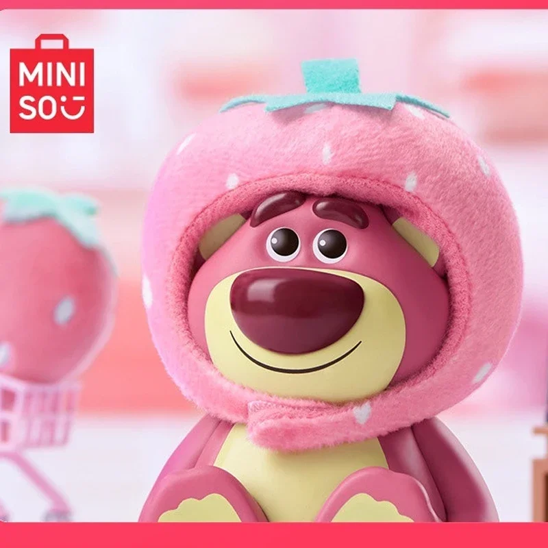 MINISO 디즈니 캐릭터 블라인드 박스 과일 모자 시리즈 인형 스티치로쏘 미스터리 박스, 귀여운 모델 장난감, 어린이 명절 선물, 정품