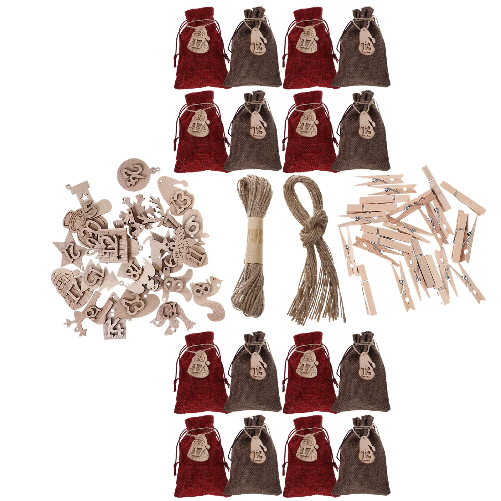 

Christmas Calendar Bag Set 24 Burlap Festival Gift Party Reusable Xmas Treat Holiday Goodie Bags Christmas Supplies Small