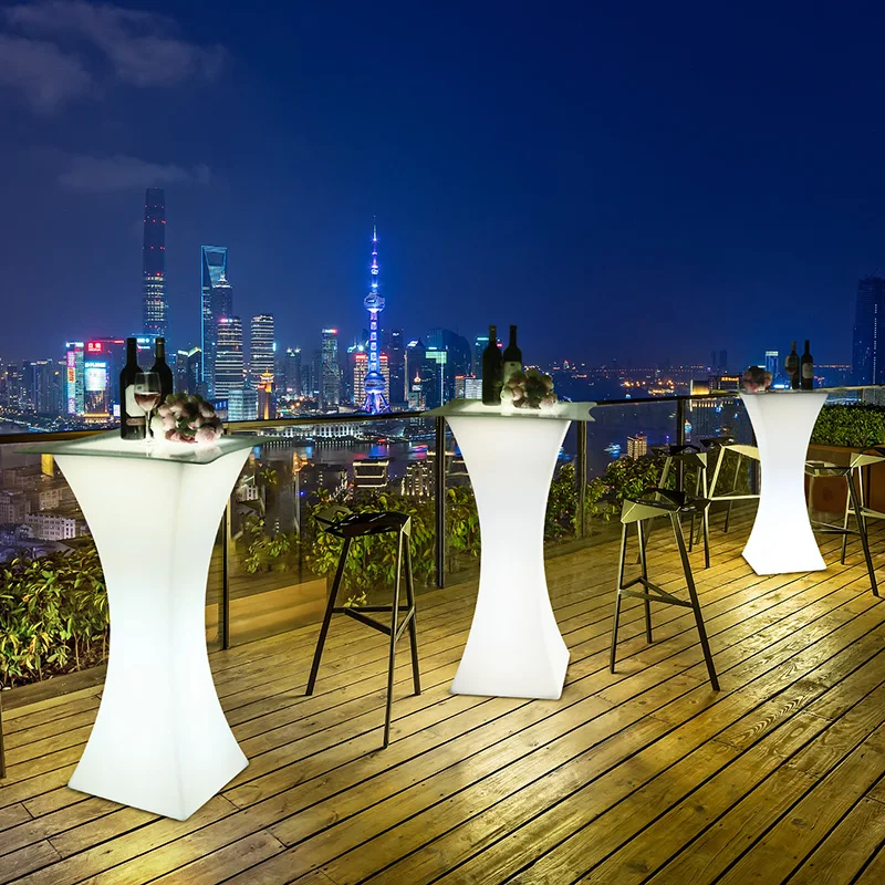 New Rechargeable LED Luminous cocktail table waterproof glowing led bar table lighted up coffee table bar kTV disco party supply