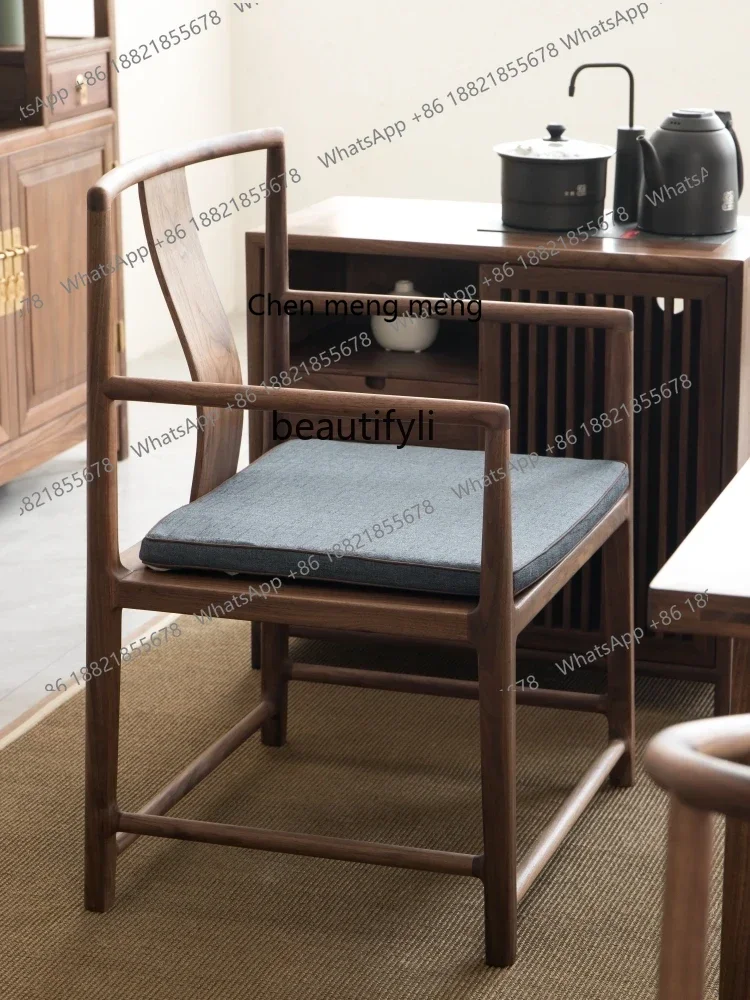X 32 New Chinese tea chair tea table solid wood master office black walnut desk chair home