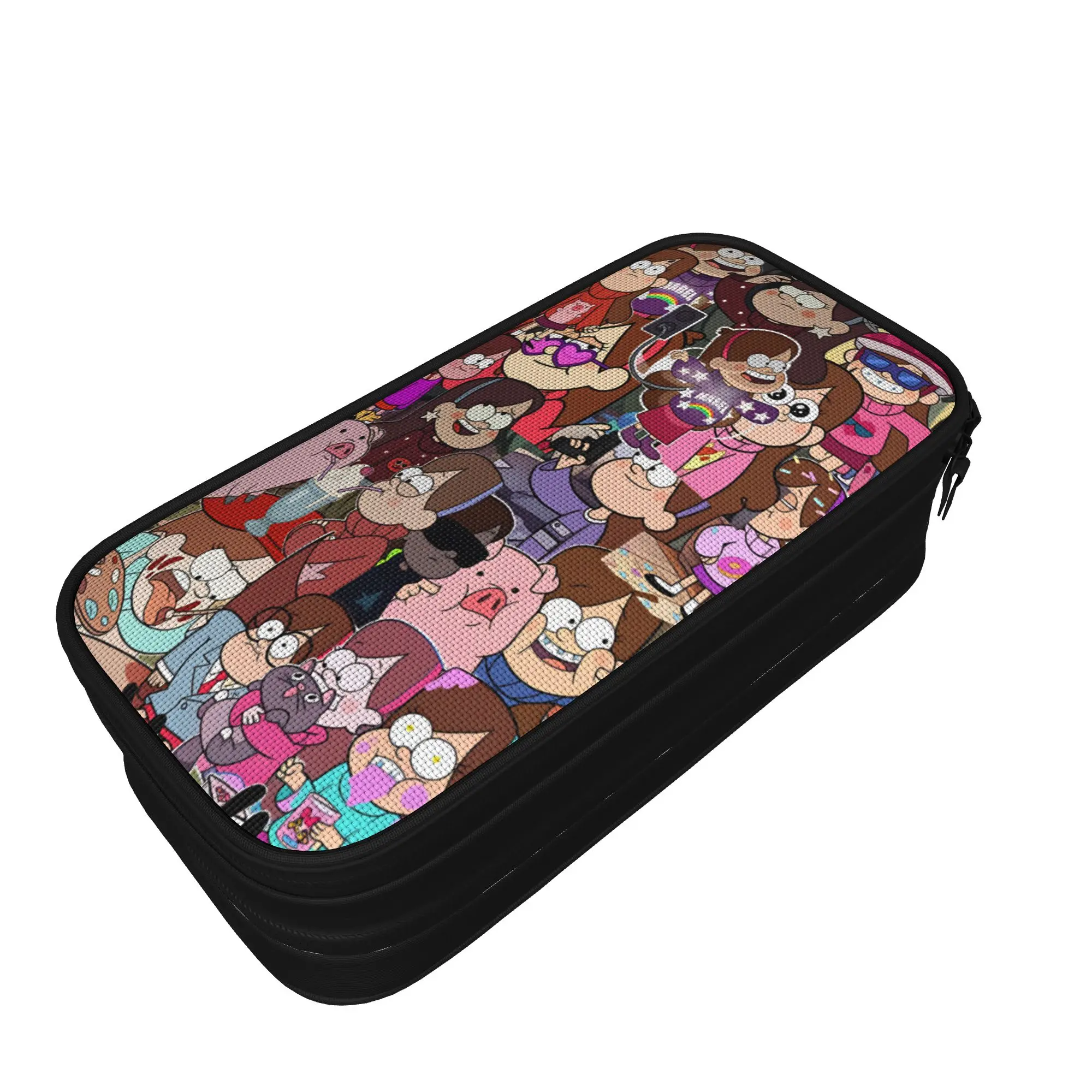 Mabel Pencil Case G-Gravity Falls Portable Pencil Pouch Girls Boys Double Layer Cool School Pencil Cases Custom Stationery