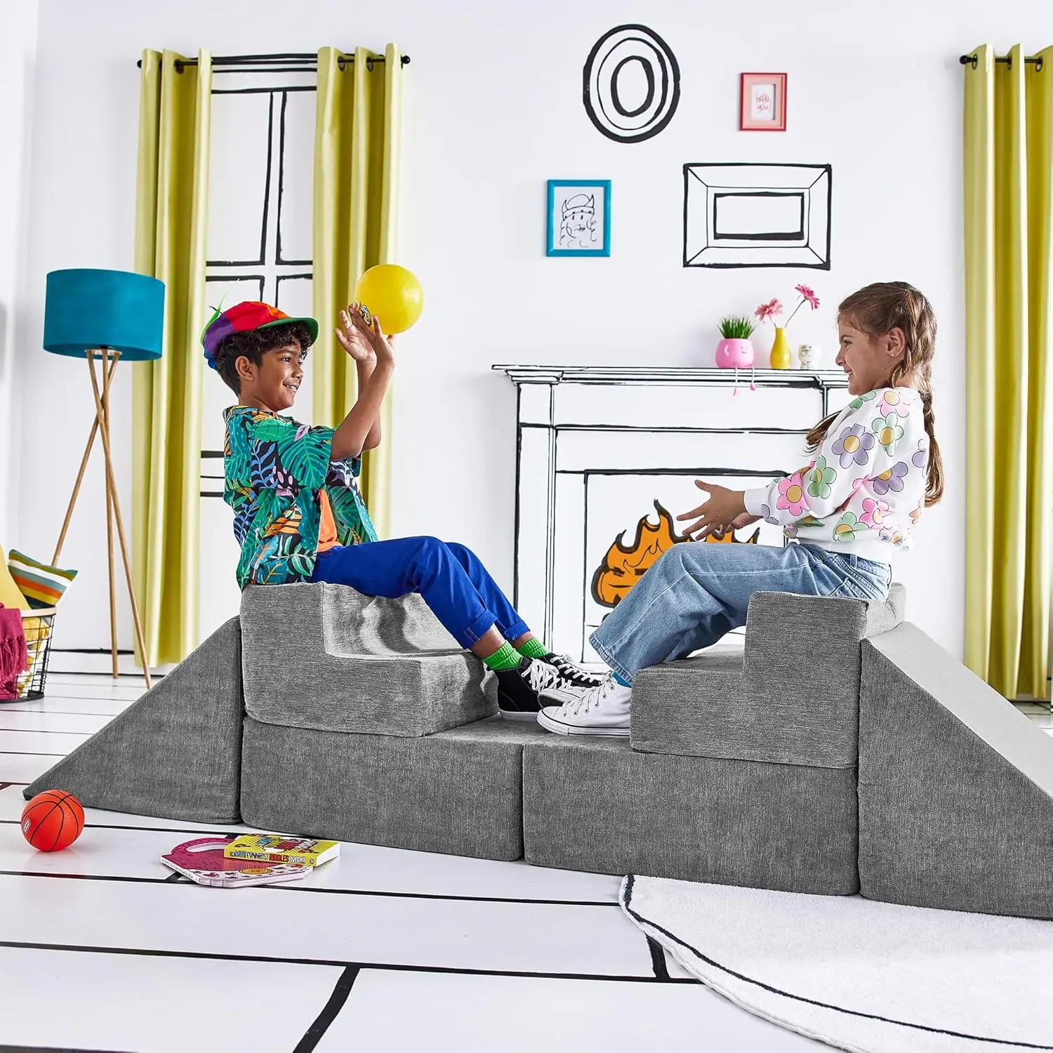 

Play Gym, набор диванов для игровой комнаты, прочный модульный дизайн, горный серый