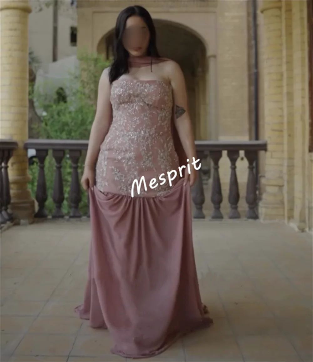 فساتين طويلة مخصصة من الشيفون مطرزة بدون حمالات على شكل بوق مناسبة مخصصة للحفلات الراقصة للنساء لامعة مسائية فاخرة أنيقة #4