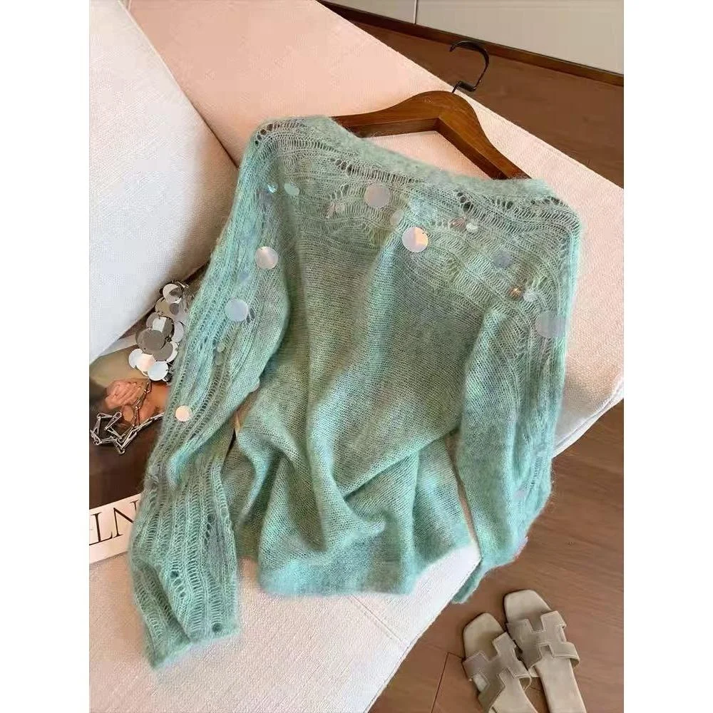 

Женский ажурный мягкий шерстяной свитер, весна-осень, новый дизайн, сенсация, нежный вязаный удобный свитер для поездок на работу