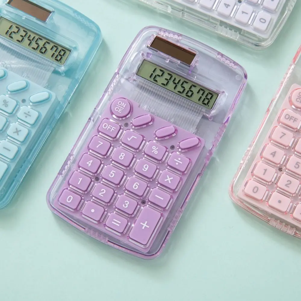

Новый 8-значный электронный калькулятор с миниатюрными силиконовыми кнопками, портативный прозрачный калькулятор для математики, школьные принадлежности
