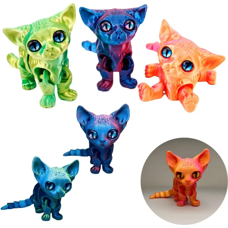 3D печатные фигурки кошек сфинкса, игрушка, реалистичный безволосый орнамент, шарнирная игрушка-кошка для любителей кошек, коллекционный домашний декор
