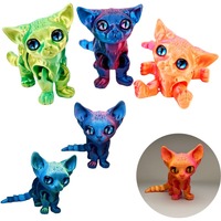 3D Printed Sphynx Cat Figurines Toy Realistic Hairless Ornament Articulated Cat Fidget Toy for Cat Lovers Collector Home Decor