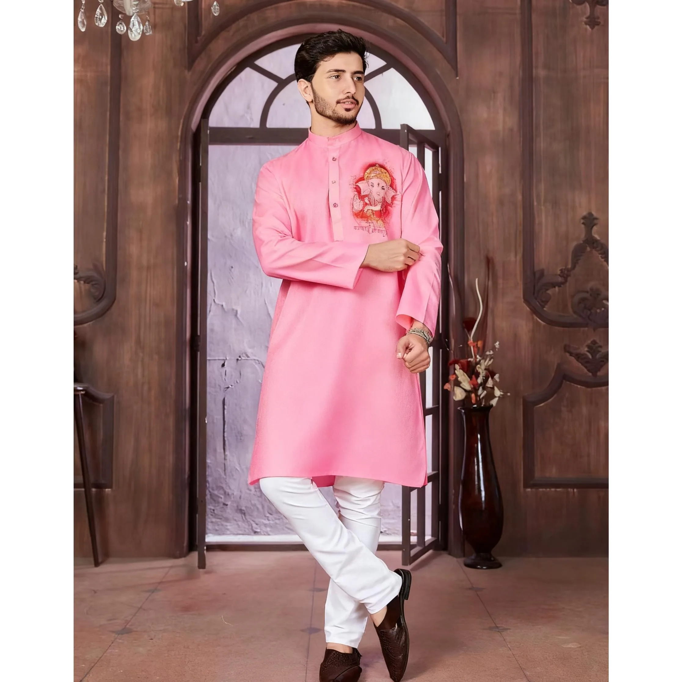 قمصان رجالية إسلامية على الطراز العرقي على الطراز الوطني بياقة واقفة قمصان غير رسمية ضيقة غير منتظمة بحاشية للرجال المغرب دبي #5