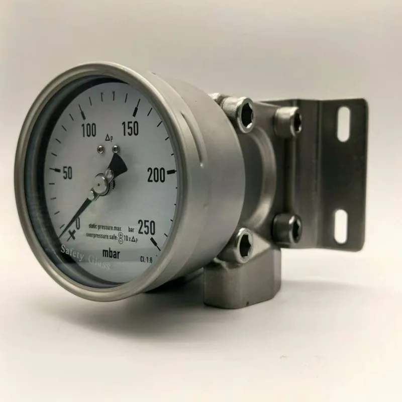 

High Static Differential Stainless Steel Differential Pressure Gauge Oil-filled Shock-resistant Differential