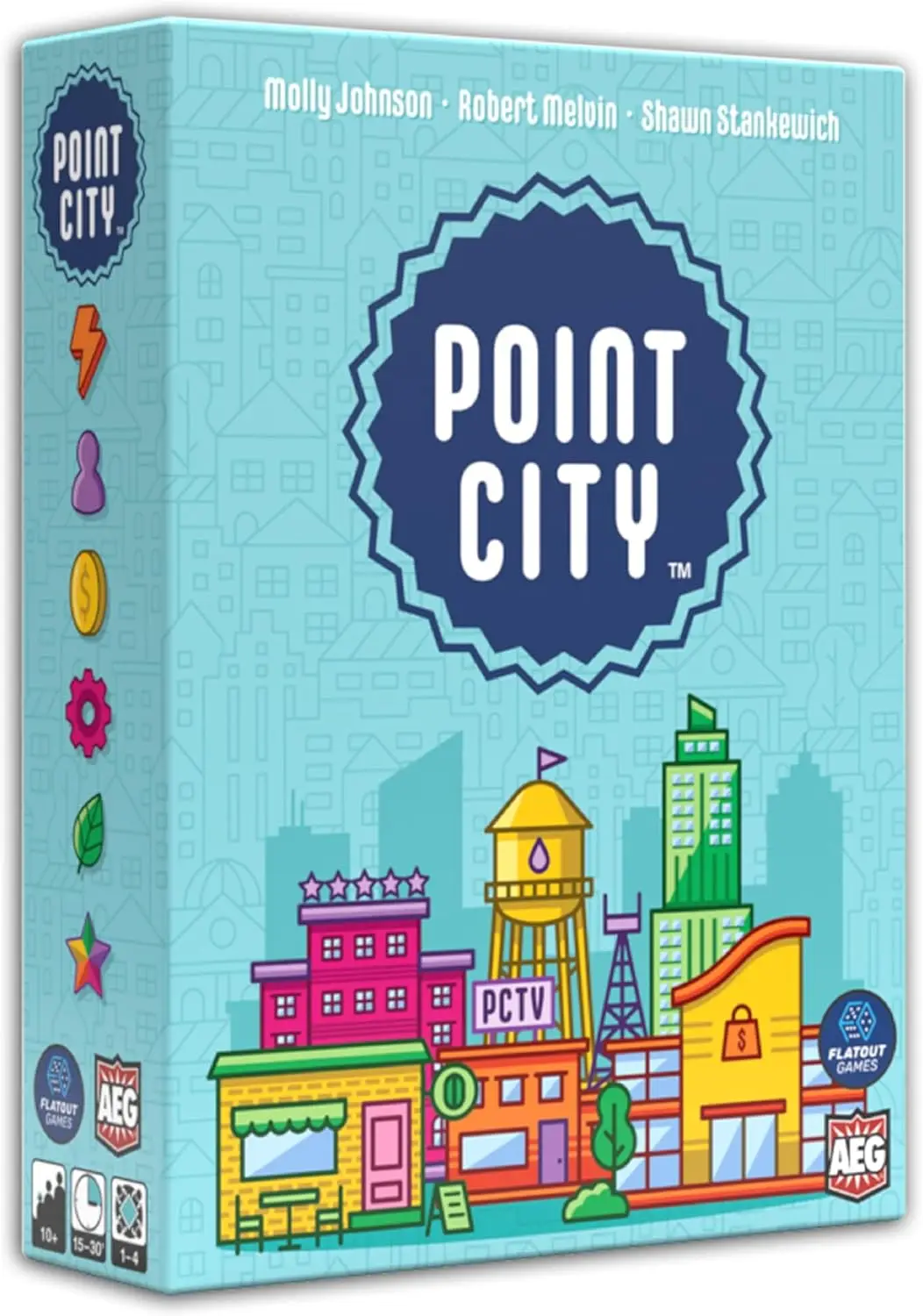 

Point City - семейная карточная игра для строительства городов, проста в освоении, быстрая игра, для детей от 10 лет, 1-4 игроков