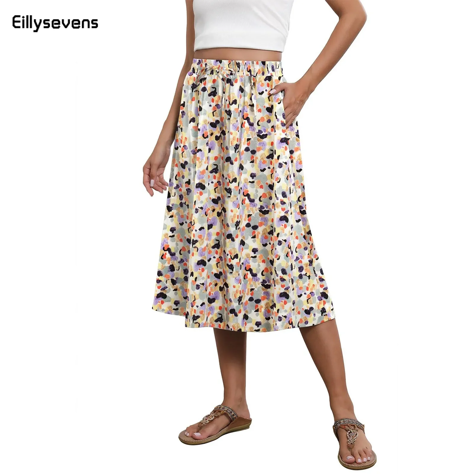 

Woman Skirt 2024 Summer New Korean Ins Fashion Temperament Gentle Vintage Floral Slim Versatile High Waist Female Skirt