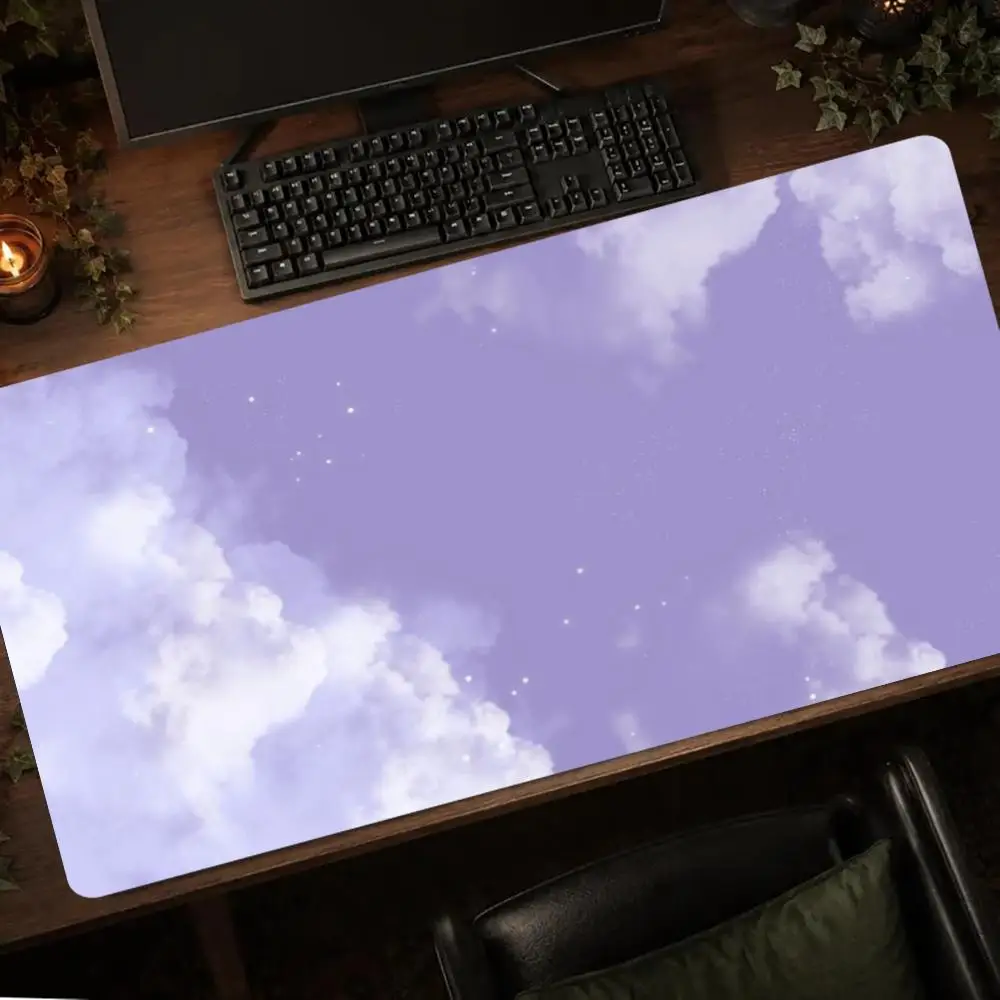 Purple Starry Sky Clouds Mouse Pads Gaming Mats Setup Carpet Desk Gadgets Playmat Rug Desk Mat Room Decor Pc Accessories Gamer