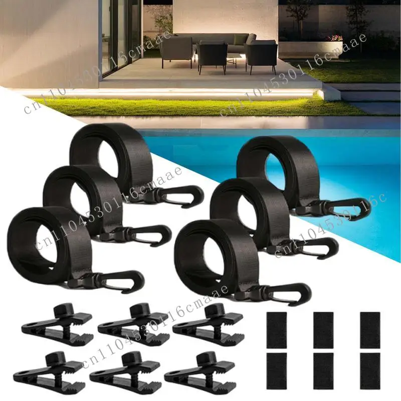 Pool Cover Scroll Connection Kit, Including 6 Hooks, 6 Clips, and 6 Fasteners for Underground Swimming Pools