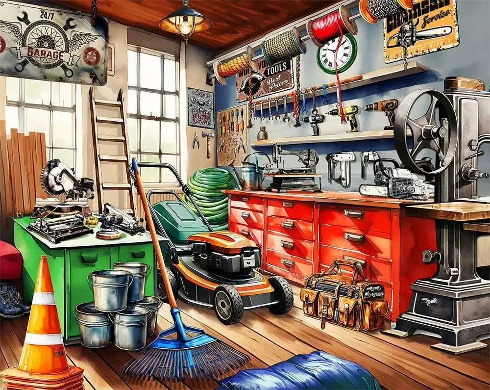 

1314/1000/520 Pieces Puzzles for Tool Man's Garage Jigsaw Puzzles for Gameroom Bedroom Livingroom Family Activity Games