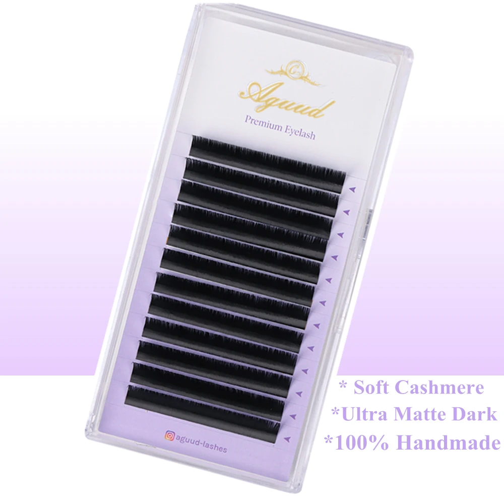 AGUUD New Arrival Cashmere Eyelash Soft Matte Dark Black Handmade Premium Russian Volume Lash Extension for Pinching Fans