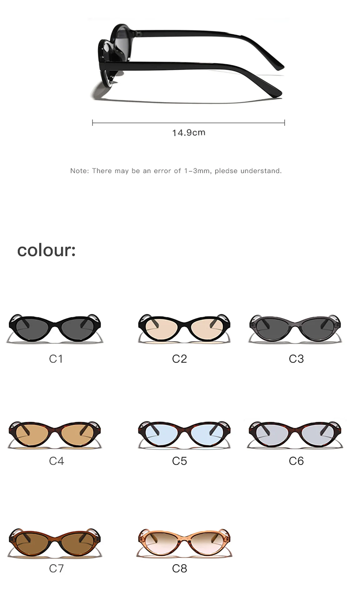 JNPCXI Neue Retro Ovale Sonnenbrille Damen Mode-Sonnenbrillen UV400 Herren Trendige Leopardenmuster Schwarze Verlaufsgläser – Detail 7
