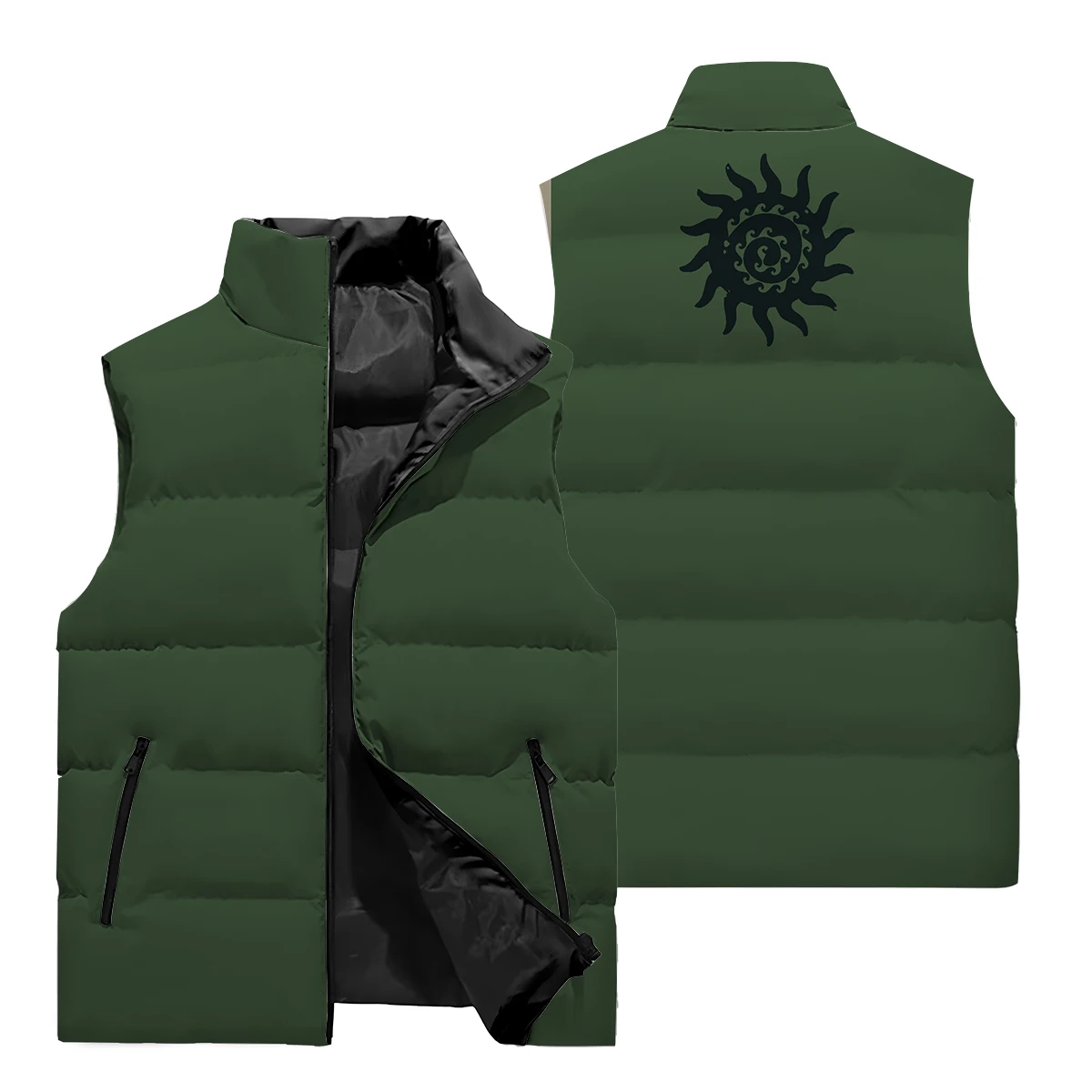 Winter trend Men's 3D printed men's sleeveless vest jacket Trend men's stand-up collar thermal vest clothing