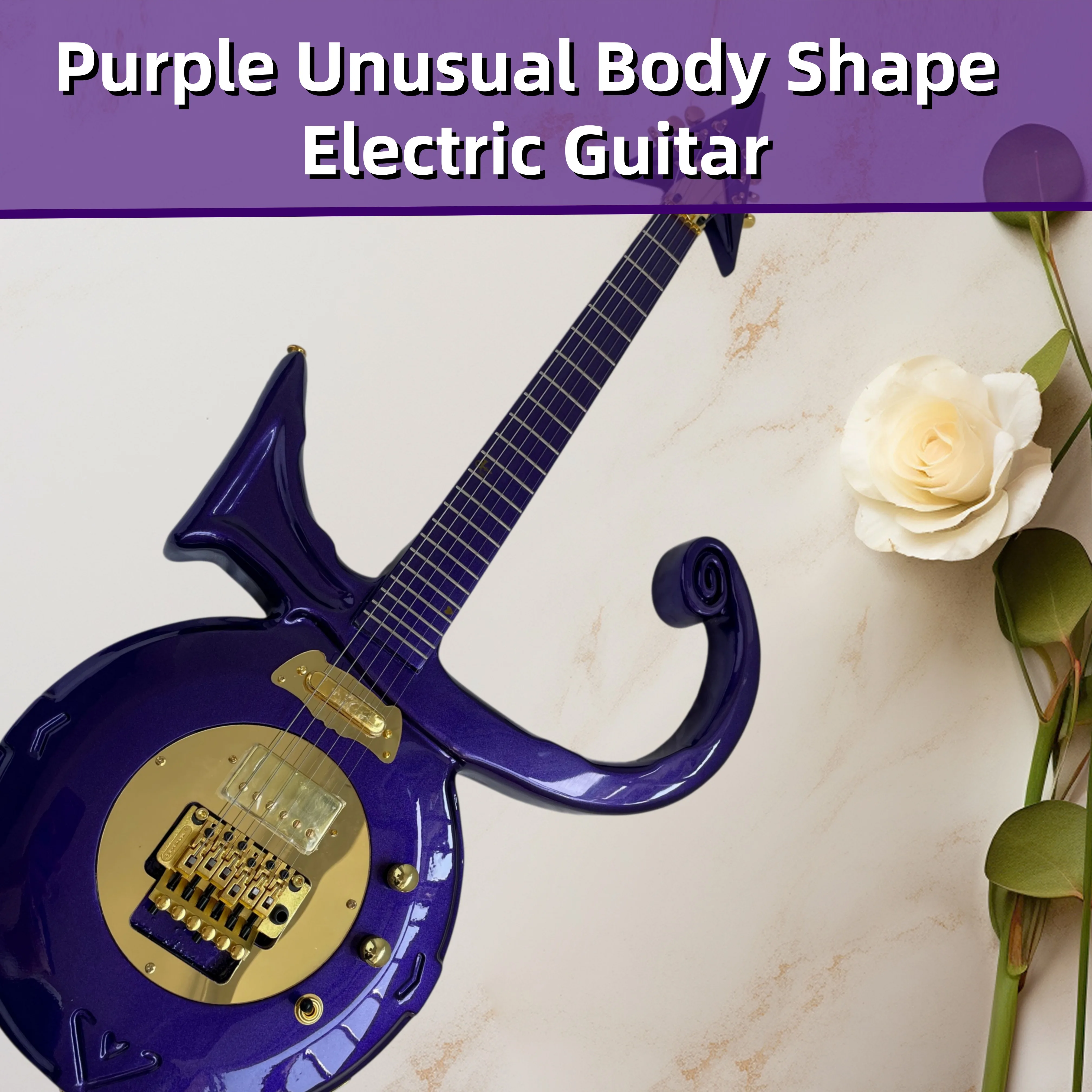 Light Purple Prince Electric Guitar Solid Body No Inaly Fretboard Gold Hardware