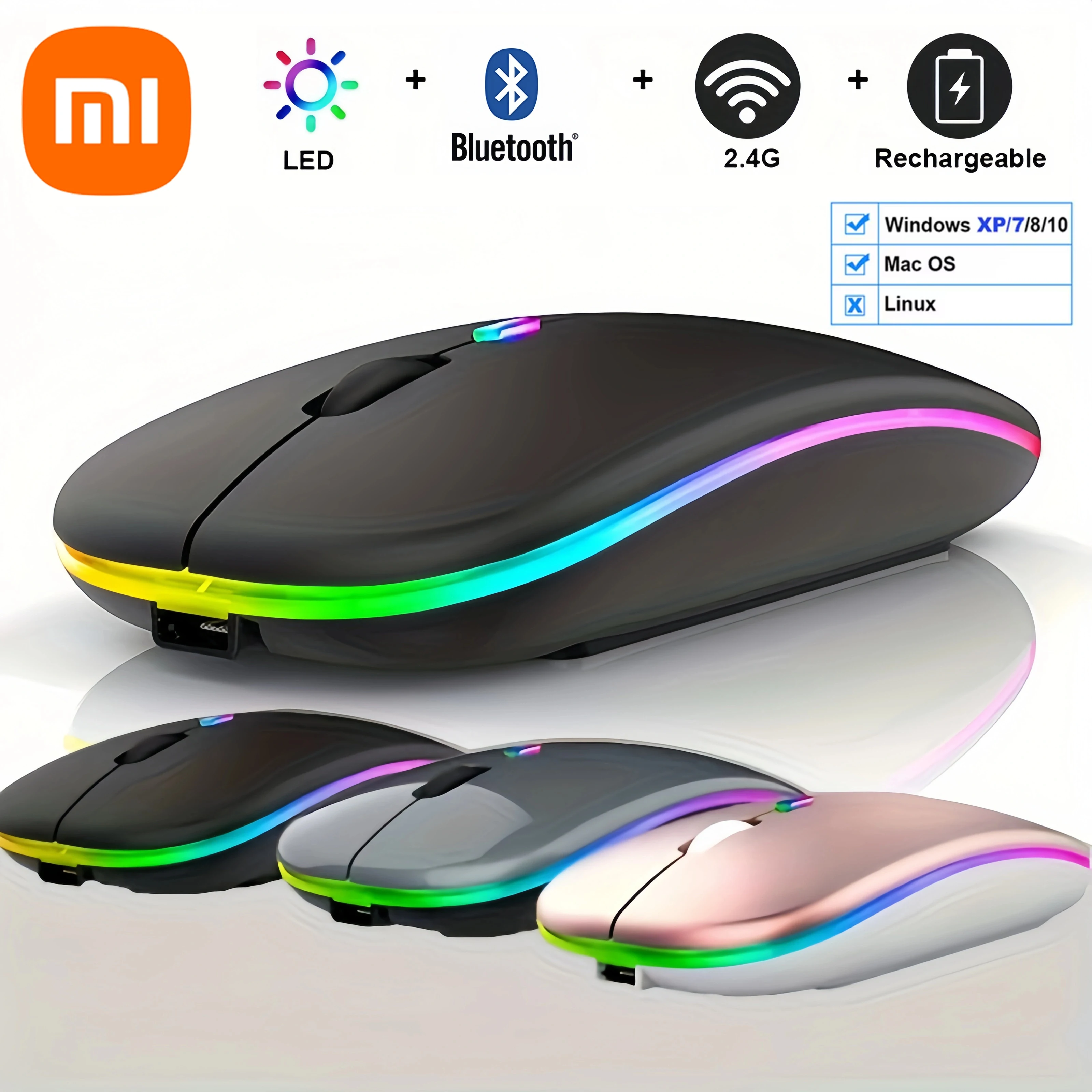 Xiaomi Wireless Mouse Bluetooth Dual-mode Rechargeable Silent Illuminated Wireless Mice For Laptop PC  Ergonomic Gaming Mouse