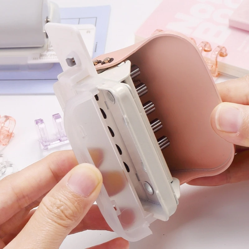 

Small 5 Hole Puncher 5 Sheets Capacity, Hole Punches for Home Office School Use，6 Hole Puncher 5 Sheets Capacity Adjustable