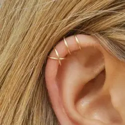 Clip Earrings Simple Cross Earrings For Women Brincos Earing Oorbellen Jewelry Earless Hole Ear Clip Pendientes Boucle D'oreille