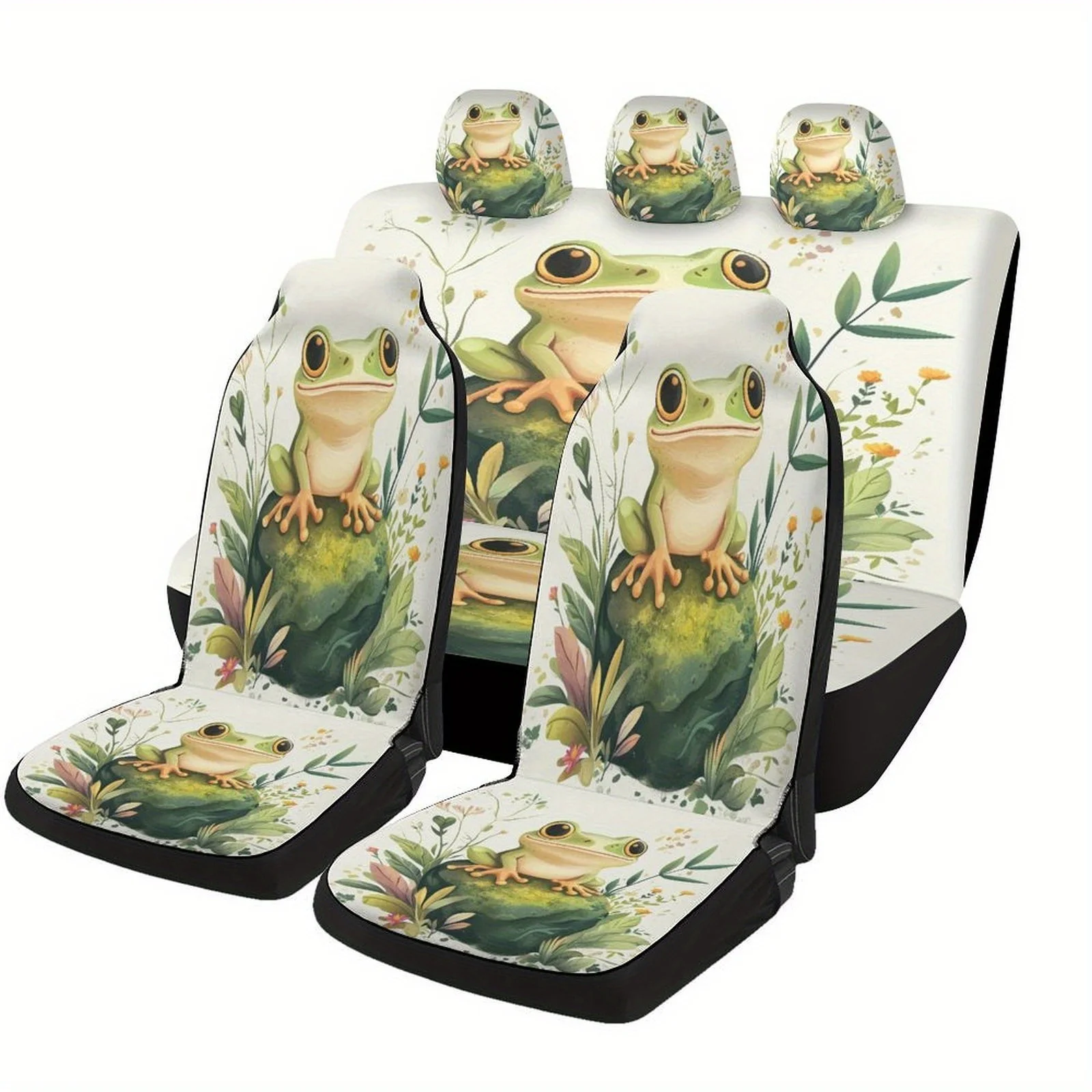 

Frog On Rock Themed Car Seat Covers Set For Most Cars, Decorative Fashionable High-quality Car Seat Protector Covers Full Set, U