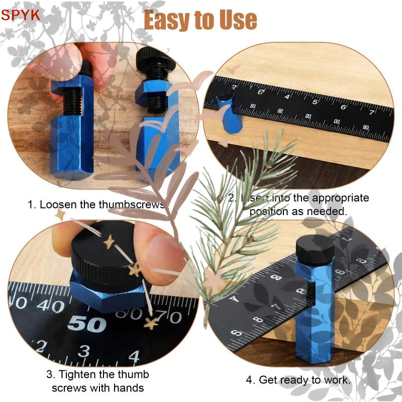 Square Auxiliary Clamp Stair Gauge: Aluminum Alloy Hex Flat Gauge Thumb Screw Framing Square Rafter Attachment