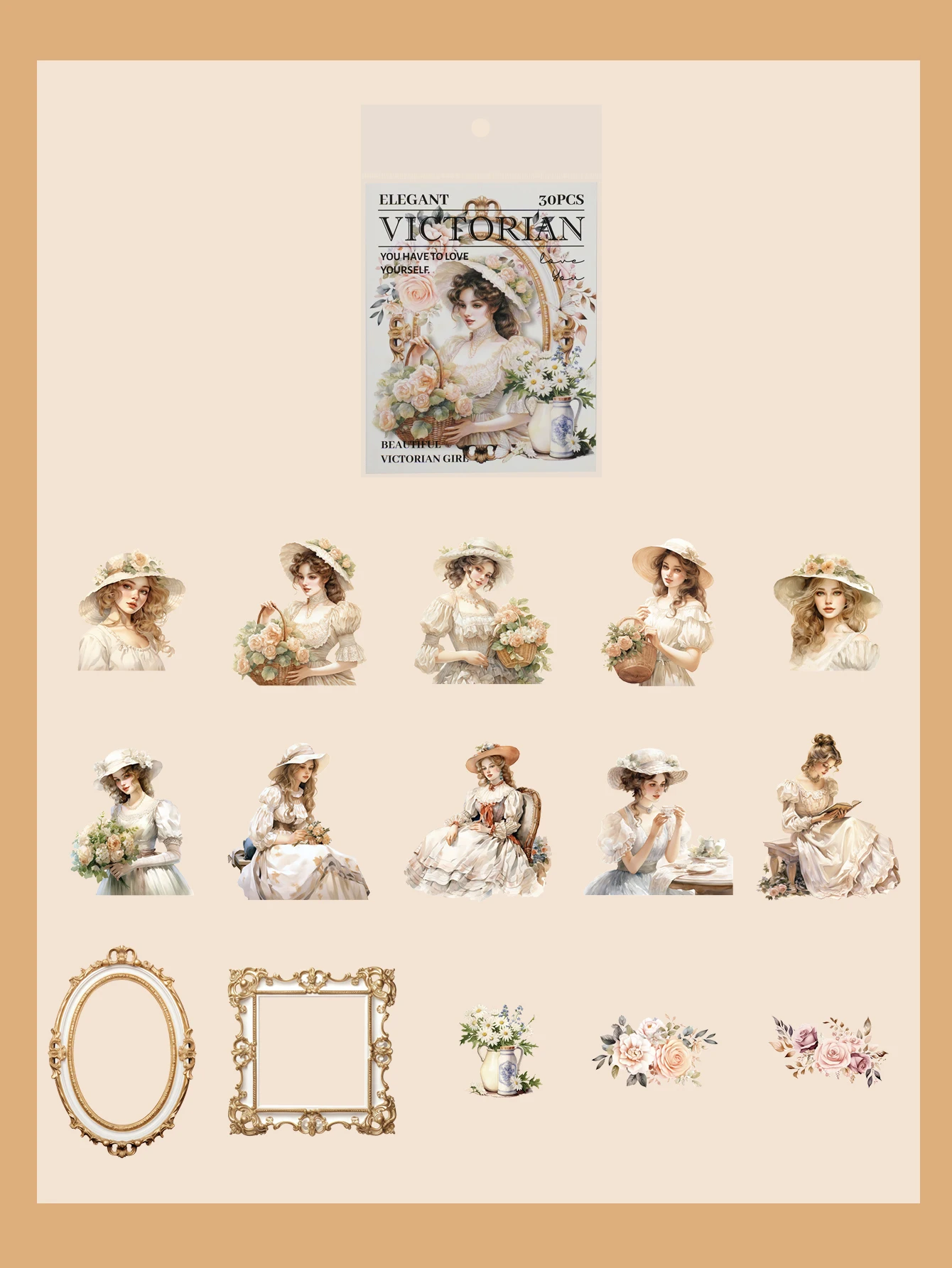 30 Pcs/bag Moon Goddess, Victoria series suitable for decorative stickers DIY diary notebook Children\'s stationery scrapbook