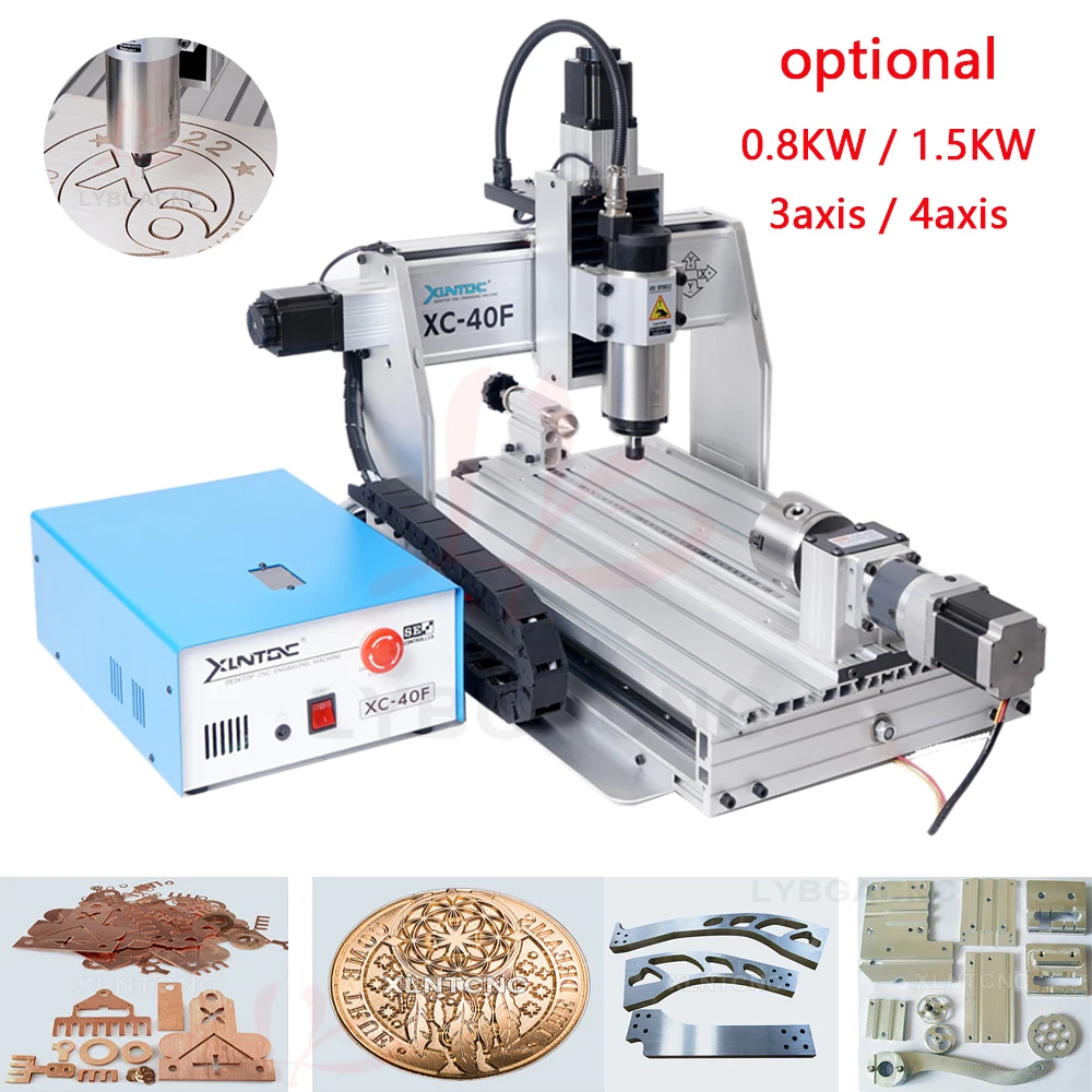 

LY 3 Axis 4 Axis Woodworking Milling Machine XC-40F for Metal Aluminum Cutting and Drilling Optional 800W 1500W High Quality