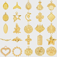 6pcs/Lot Evil Eye Heart Star Cross Vintage Pendant With Drilling Holes Stainless Steel Charms For Jewelry Making Bulk Blank Bail