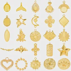 6pcs/Lot Evil Eye Heart Star Cross Vintage Pendant With Drilling Holes Stainless Steel Charms For Jewelry Making Bulk Blank Bail
