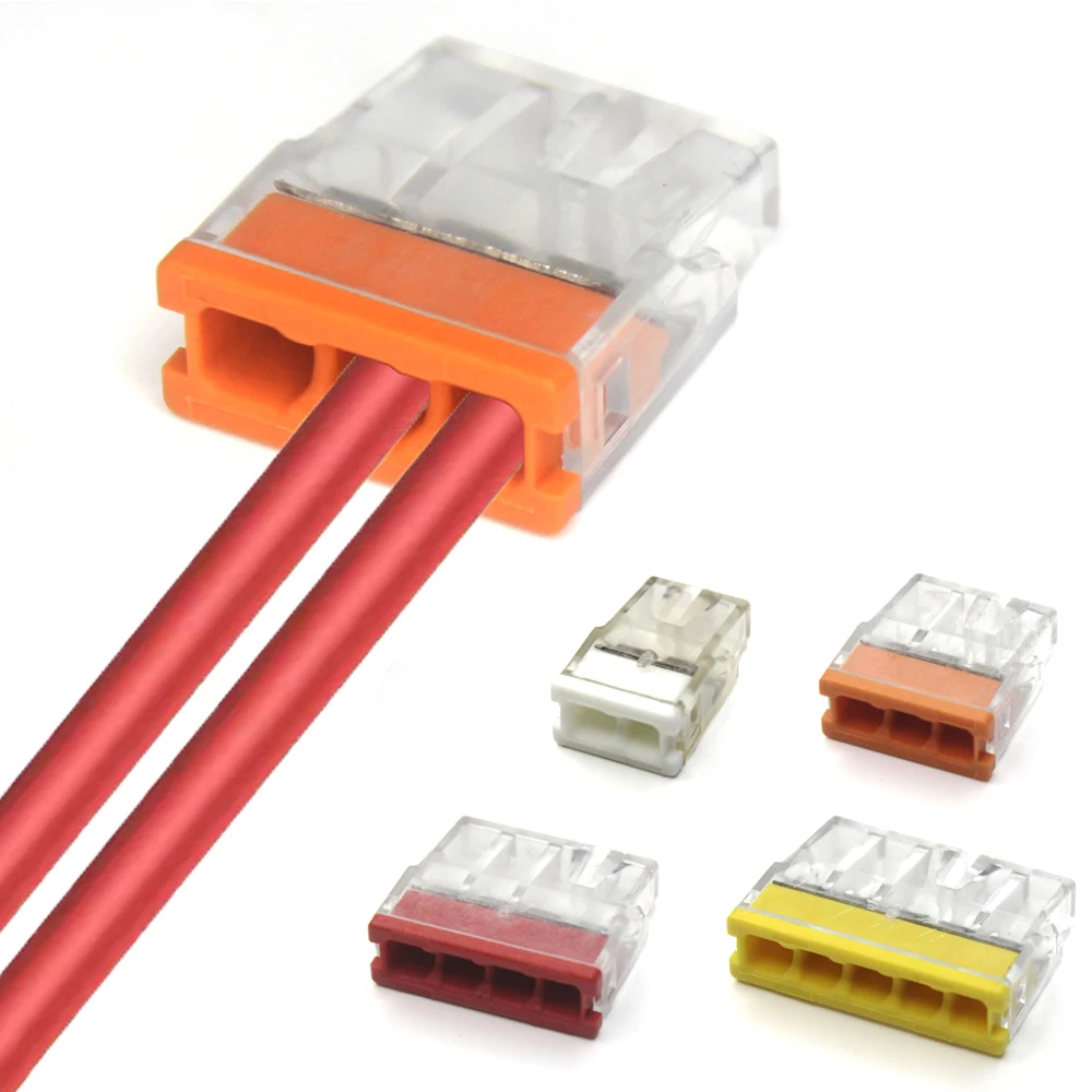 

50 шт., мини-разъемы для быстрого провода, 2/3/4/5/порты, клеммная колодка, жесткая нержавеющая сталь, легкий электрический быстрый вставной блок