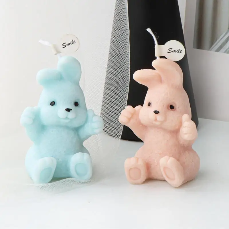 3D Easter Silicone Mold Easter Cartoon Bunny Handmade Aromatherapy Candle Plaster Rabbit Mold Home Decoration Gift