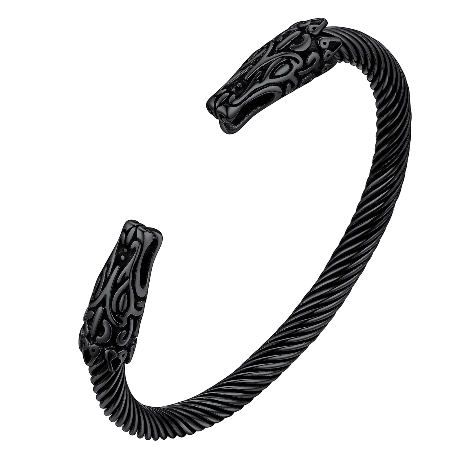 U7 Stainless Steel Twisted Cable Open Bangle Cuff for Men