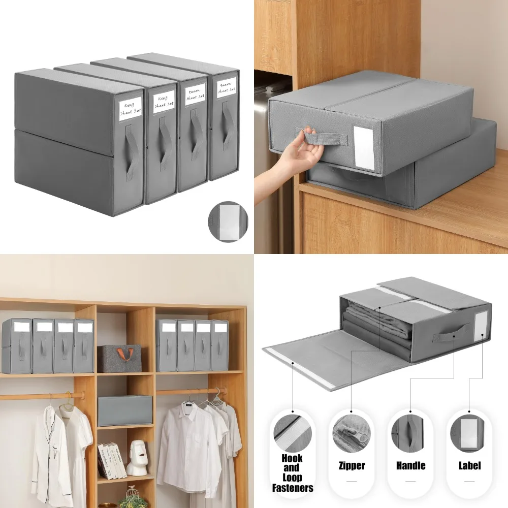 

with Bed Bed - for and Hol Sheets and Foldable Sheet Spacious, Covers Handle Closet Duvet Containers Label Organizer for Bedding