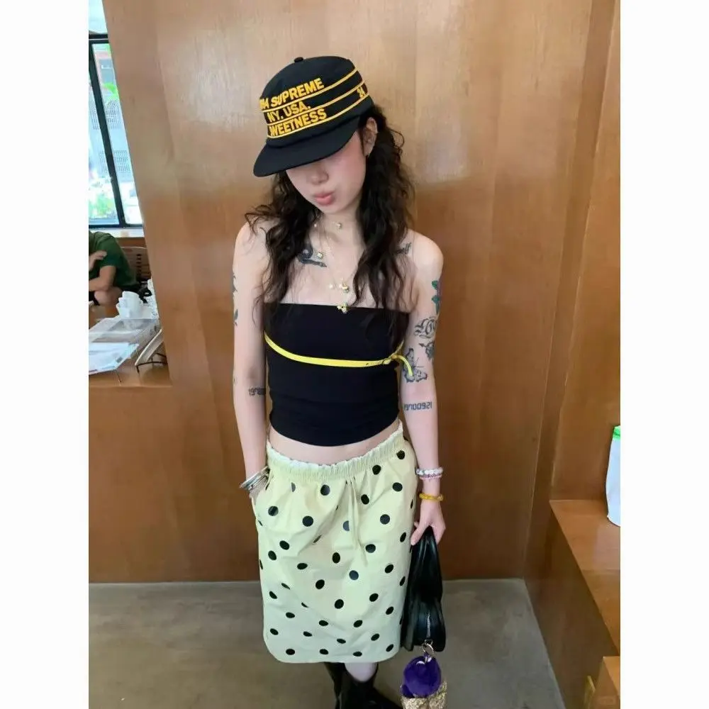 Picture 4: Summer New Yellow Polka Dot Skirt Temperament High Waist Skirt