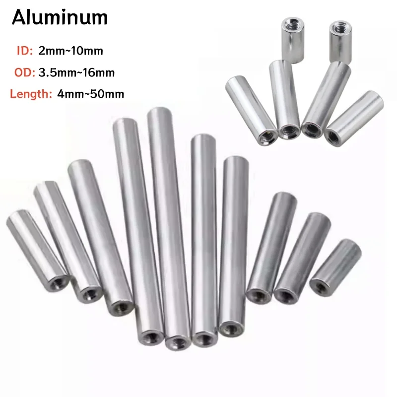 2-10pcs M2 M3 M4 M5 M6 M8 M10 Round Female Threaded Aluminum Standoff Spacer Stud Extend Long Nut Column for RC FPV